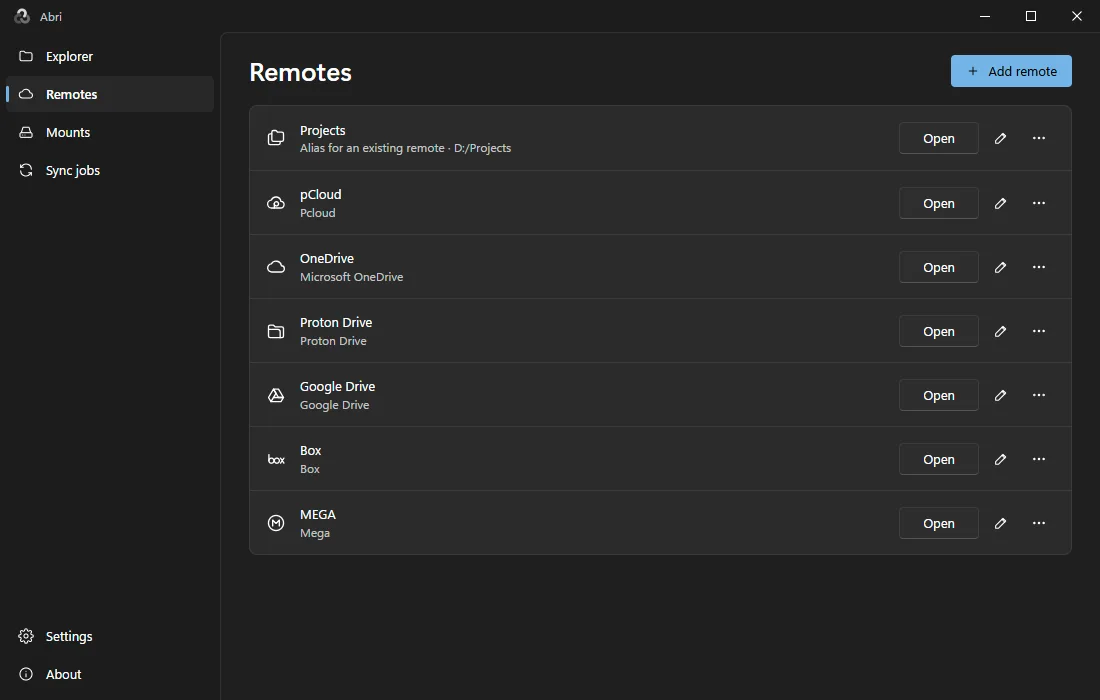 Remotes in Abri